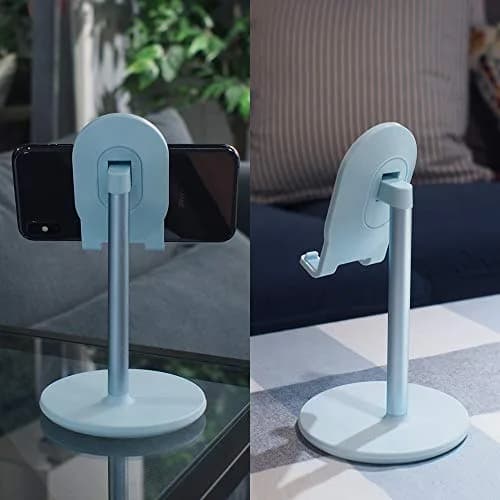 Bright Stone Adjustable Phone Stand for Desk, Compatible with 4"-12.9" Phones/Tablets/iPhone/iPad/Switch (Blue) | Stable Aluminum Alloy Bracket thumbnail 2