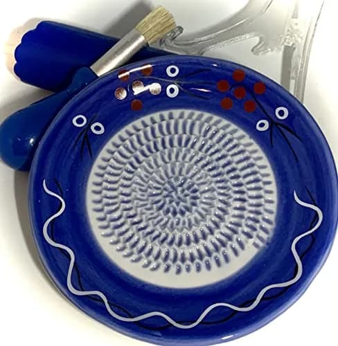 BonCera Premium Ceramic Garlic Grater Plate Set - Cherry Line on Blue | Safe, Durable & Versatile thumbnail 5