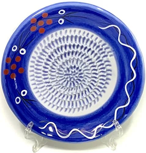 BonCera Premium Ceramic Garlic Grater Plate Set - Cherry Line on Blue | Safe, Durable & Versatile thumbnail 2