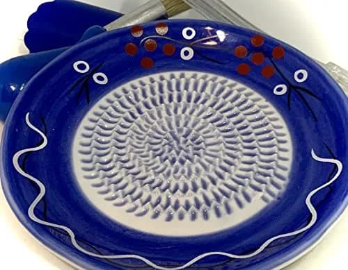 BonCera Premium Ceramic Garlic Grater Plate Set - Cherry Line on Blue | Safe, Durable & Versatile thumbnail 3