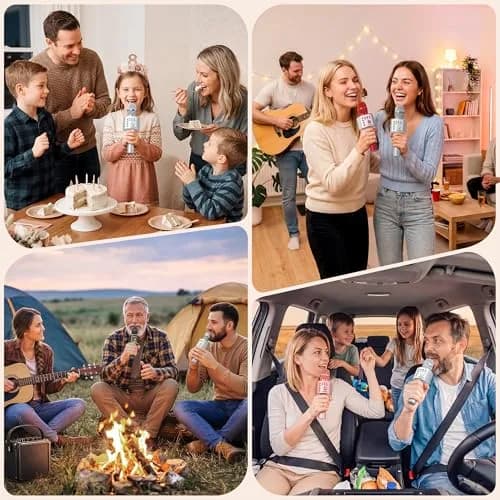 BONAOK Bluetooth Karaoke Microphone Silver | Portable Handheld Mic for Adults & Kids thumbnail 7