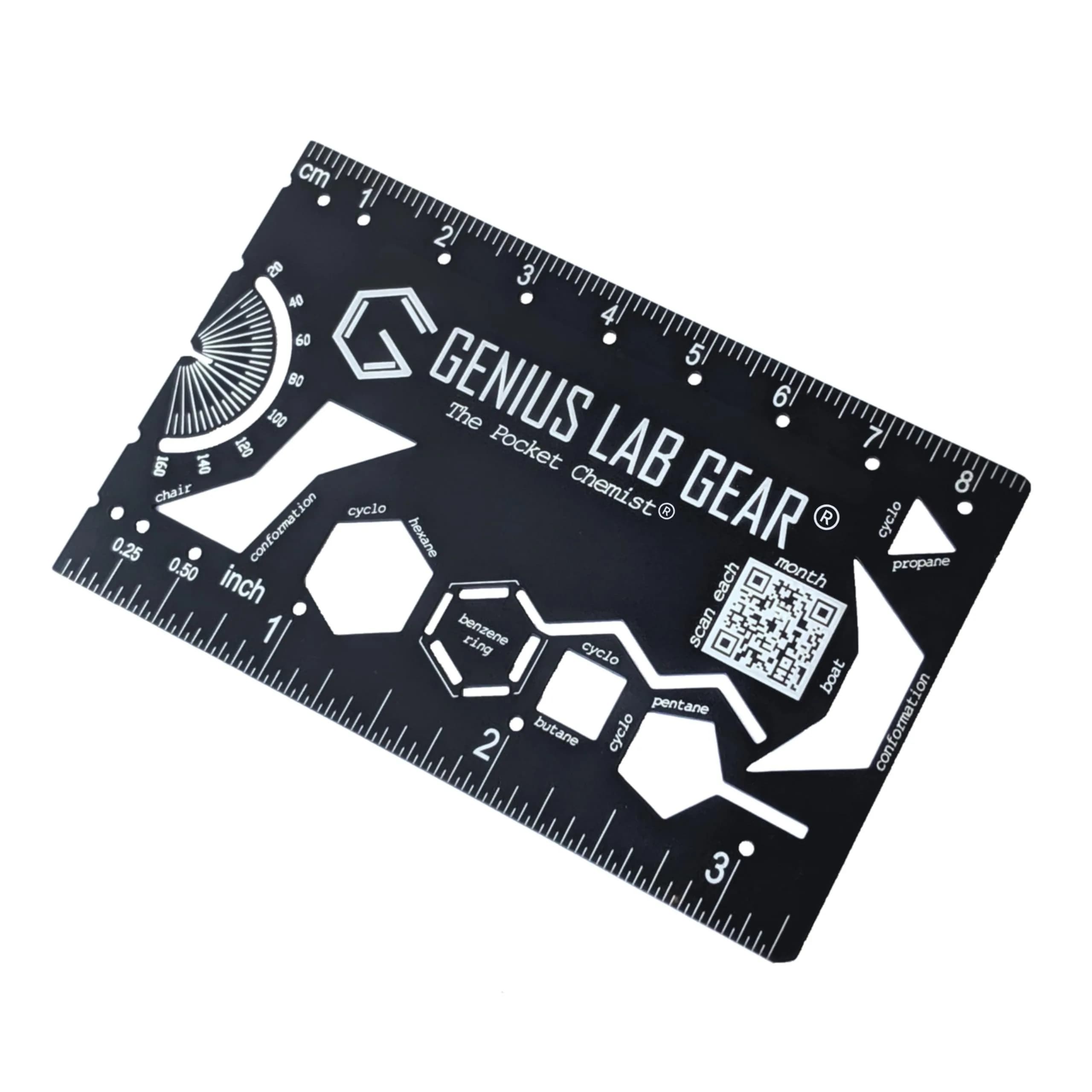 Genius Lab Gear Pocket Chemist Organic Chemistry Stencil 3 Inch Metal Ruler | Compact, Durable & Precision - main product image