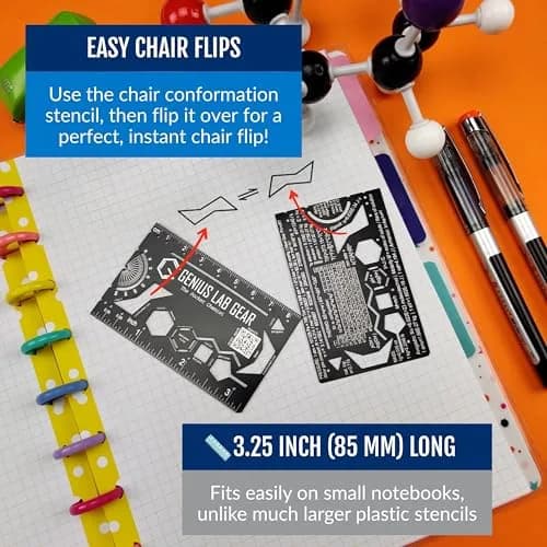 Genius Lab Gear Pocket Chemist Organic Chemistry Stencil 3 Inch Metal Ruler | Compact, Durable & Precision thumbnail 5