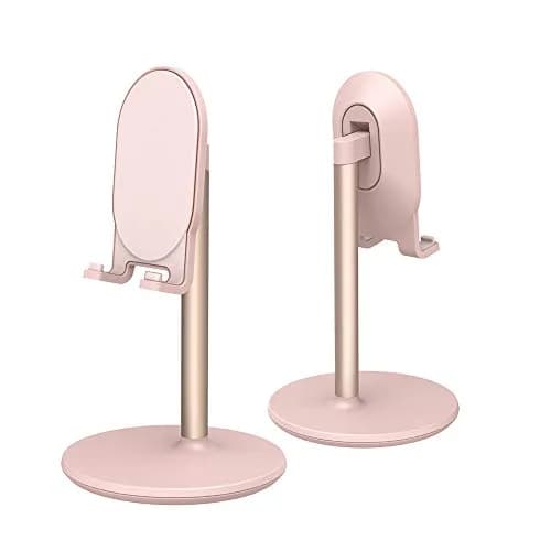 Bright Stone Pink Adjustable Phone Stand for Desk | Compatible with 4"-12.9" Phones/Tablets/iPhone/iPad/Switch thumbnail 1