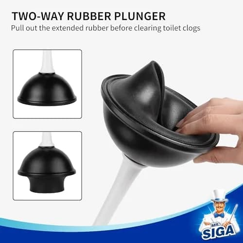 MR.SIGA Toilet Plunger and Bowl Brush Combo for Bathroom Cleaning, White | Heavy Duty & Space Saving thumbnail 3