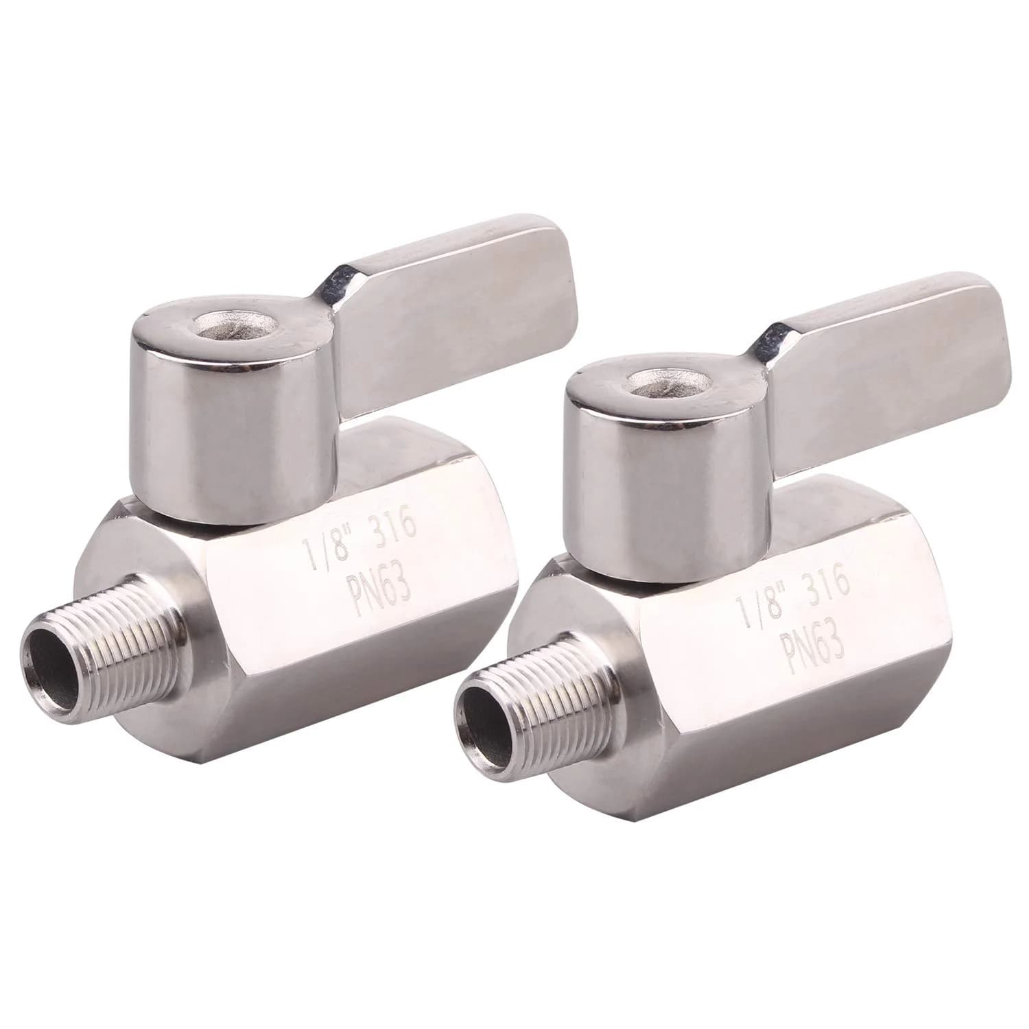 DERNORD 1/8 Inch Stainless Steel Mini Ball Valve NPT FxM Thread Pack of 2 | Corrosion-Resistant, Suitable for Water & Gas - main product image