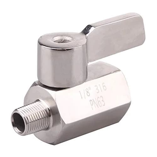 DERNORD 1/8 Inch Stainless Steel Mini Ball Valve NPT FxM Thread Pack of 2 | Corrosion-Resistant, Suitable for Water & Gas thumbnail 2