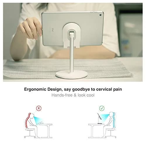 Bright Stone Adjustable Phone Stand for Desk, White | Compatible with 4"-12.9" Phones/Tablets thumbnail 3
