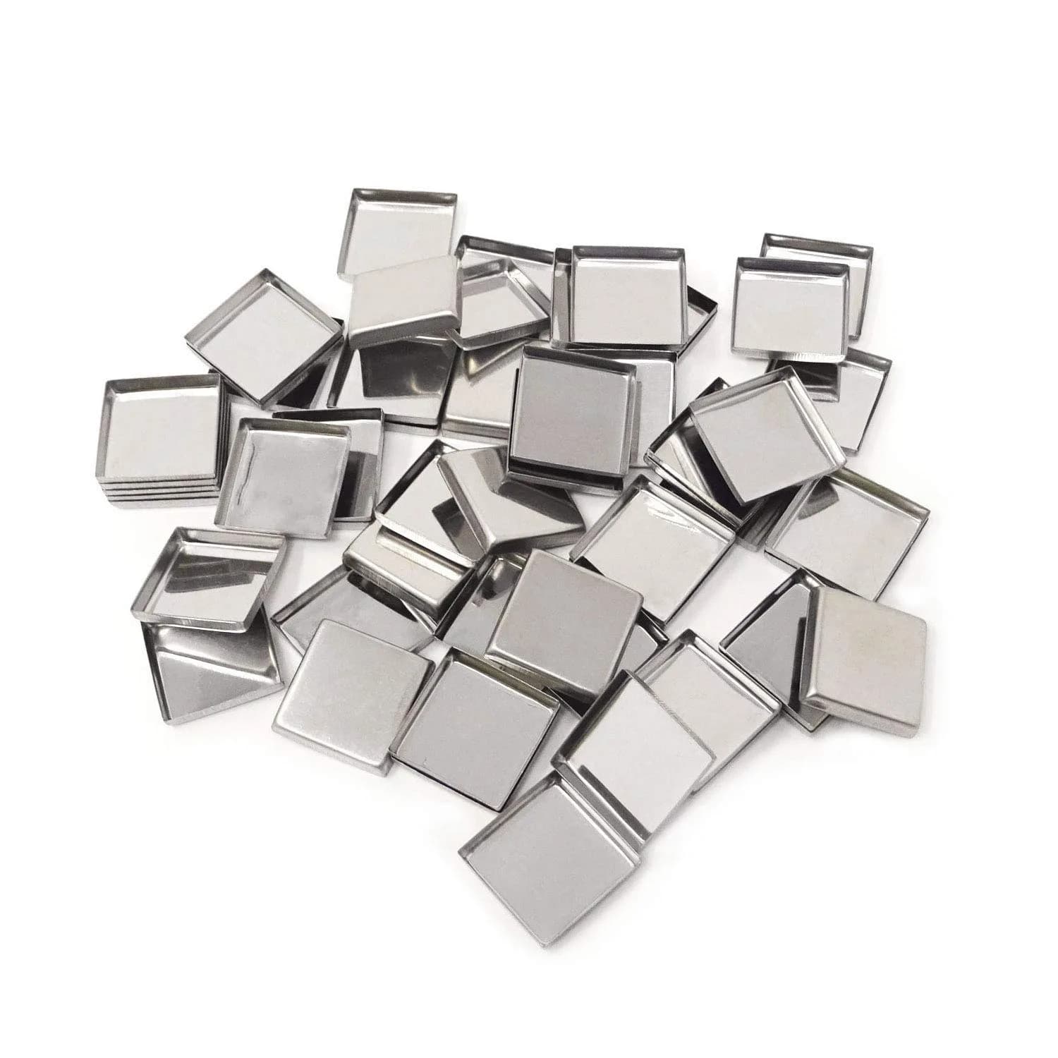 Honbay 56PCS Metal Makeup Pans Square Empty Eyeshadow Blush Lipstick Organizer (26mm, 5mm Height) | Stainless Steel Cosmetic Trays - main product image