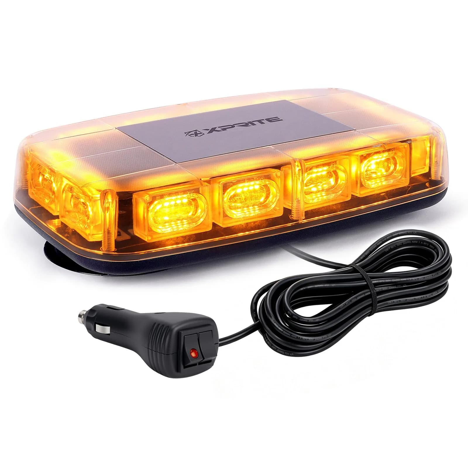 Xprite 12" 72LED Rooftop Strobe Light Bar with Magnetic Base | 12V-24V Amber Emergency Beacon for Construction Vehicles, Trucks, Snow Plows