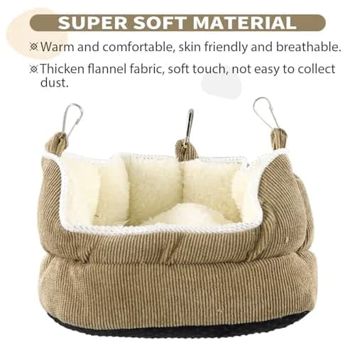 QBLEEV Bird Nest House Winter Warm Bird Bed for Cage Hanging Bird Hammock Soft Plush Snuggle Hut Tent, Large thumbnail 2