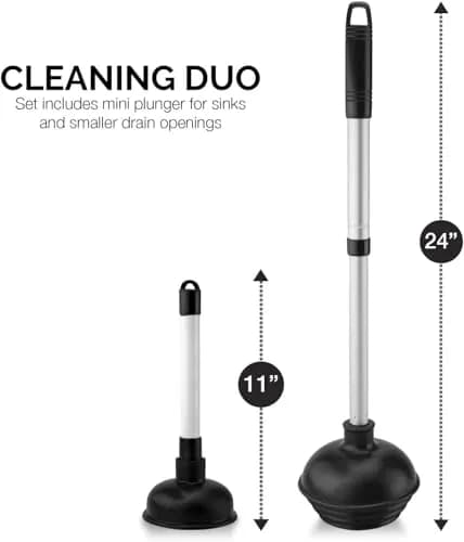 NEIKO Toilet Plunger Set | 2 Piece | Compact All-Angle Design | Telescopic Aluminum Handle thumbnail 4
