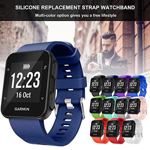 TopPerfekt Silicone Watch Band for Garmin Forerunner 35 | 24mm Navy, Fits 130-230mm Wrist thumbnail 7