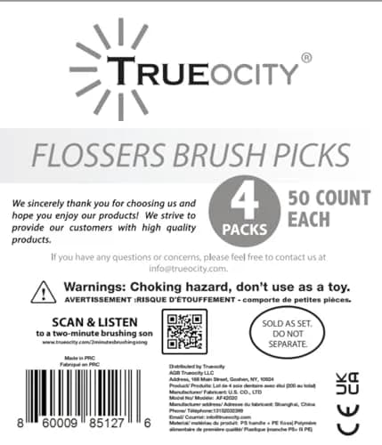 Trueocity Mint Dental Floss Picks 200 Count | Sensitive Gums Glide & Clean thumbnail 8