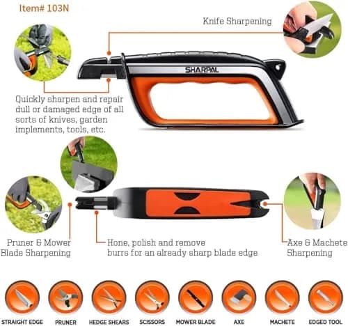 SHARPAL Pocket Knife Sharpener & Garden Tool Sharpener Combo Gift Pack | 6-In-1 Survival Tool with Fire Starter & Whistle thumbnail 6