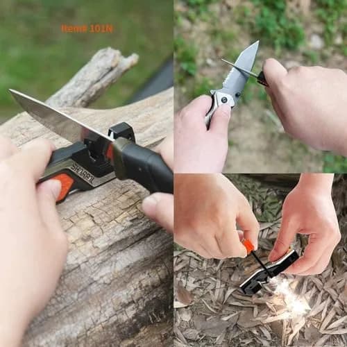 SHARPAL Pocket Knife Sharpener & Garden Tool Sharpener Combo Gift Pack | 6-In-1 Survival Tool with Fire Starter & Whistle thumbnail 7