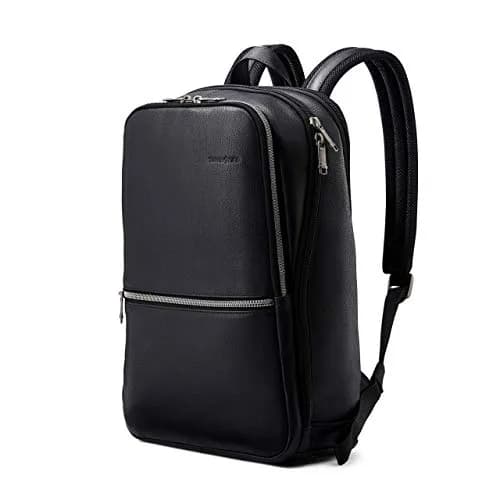 Samsonite Classic Leather Slim Backpack Black | 16.1"H x 11"W x 5.5"D thumbnail 1