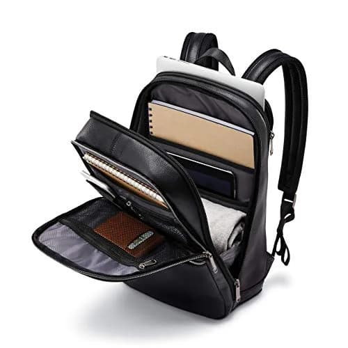 Samsonite Classic Leather Slim Backpack Black | 16.1"H x 11"W x 5.5"D thumbnail 5