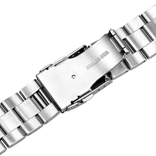 Juntan 20mm Watch Band Stainless Steel | Curved Solid End Tapered Strap for Men & Women, Silver thumbnail 5
