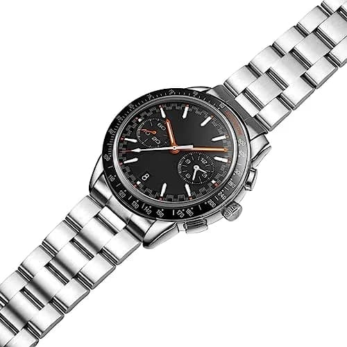 Juntan 20mm Watch Band Stainless Steel | Curved Solid End Tapered Strap for Men & Women, Silver thumbnail 2