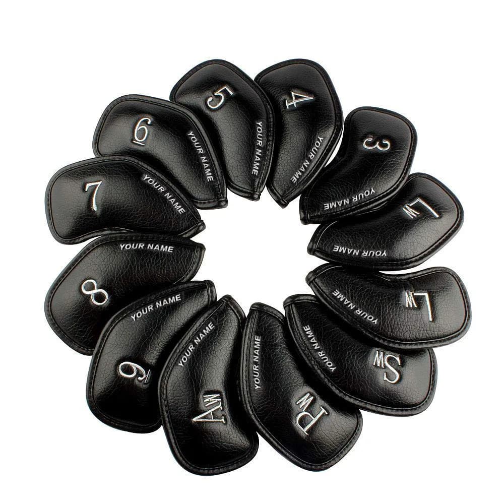 CRAFTSMAN GOLF Custom 12pcs Thick Synthetic Leather Golf Iron Head Covers Set | Personalized, Water-Resistant, Machine Washable