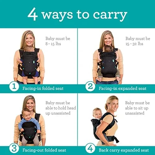 Infantino Flip 4-in-1 Baby Carrier Convertible Ergonomic, Black Denim | Adjustable, Ergonomic & Grow-with-Your Baby thumbnail 2