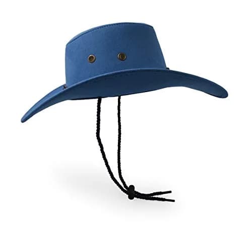 UltraKey Navy Faux Felt Leather Suede Cowboy Hat with Chin Strap | UPF 30+ Sun Protection thumbnail 4