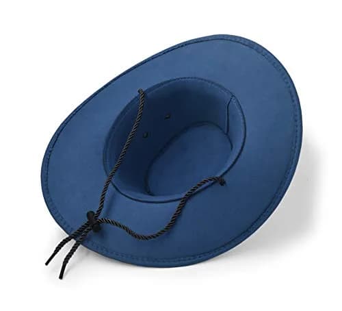 UltraKey Navy Faux Felt Leather Suede Cowboy Hat with Chin Strap | UPF 30+ Sun Protection thumbnail 7