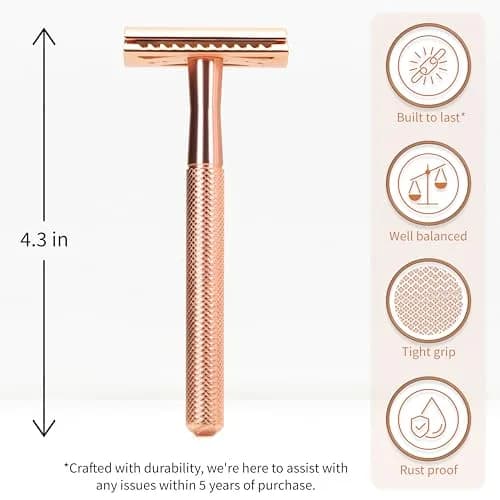 Bambaw Safety Razor for Women with 5 Double Edge Blades | Eco-Friendly, Reusable & Plastic-Free Rose Gold thumbnail 2
