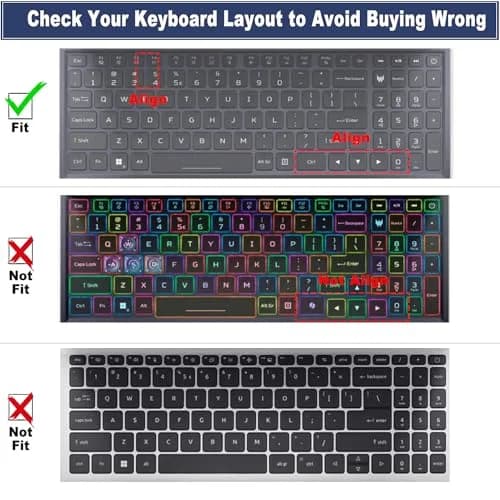 MUBUY-GOL Keyboard Cover for Acer Nitro 5, Nitro 16, Nitro 17, Predator Helios 300 | Durable, Transparent & Waterproof thumbnail 2