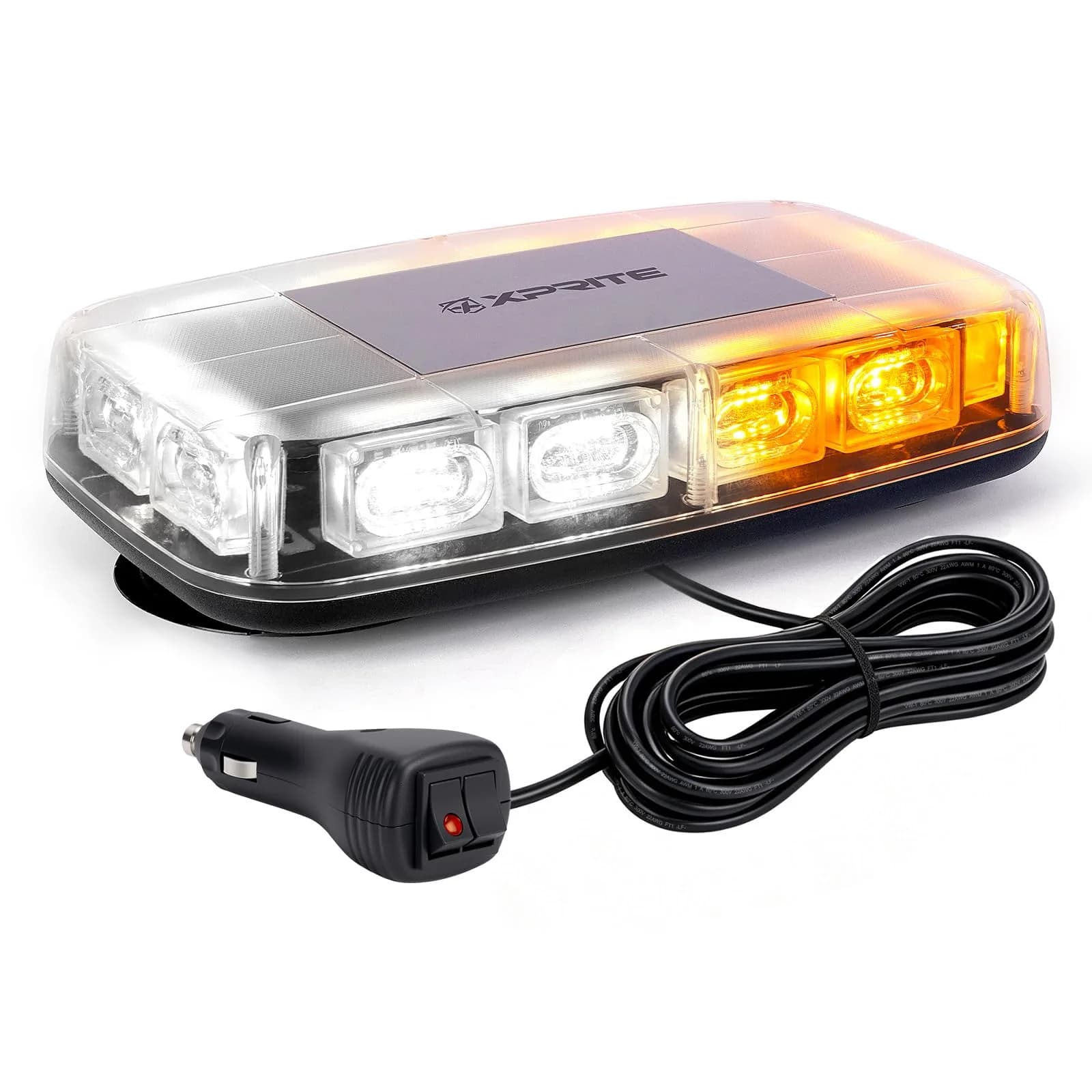 Xprite 12" 72LED Rooftop Strobe Light Bar Amber/White | High Visibility Emergency Beacon for 12V-24V Vehicles