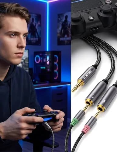 DUKABEL Long Headsets Splitter Adapter, Mic & Audio Y Cable - 1.2m | 3.5mm Dual Ports for PC & Devices thumbnail 5