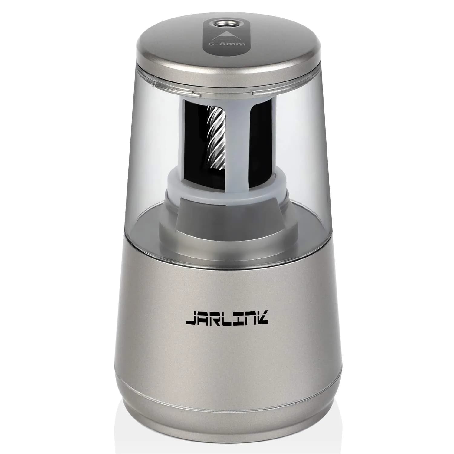JARLINK Electric Pencil Sharpener Heavy Duty Helical Blade Auto Stop 16.2 cm (5.2" x 3.2" x 3.2") | Sharpens Pencils in 5-10 Seconds — Gray