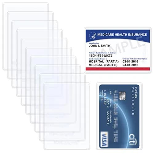 Wisdompro 10 Pack Card Document Sleeves | Clear PVC Medicare Card Protectors (3.54x2.44 Inches) thumbnail 1