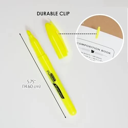 BAZIC PRODUCTS Yellow Pen Style Highlighters 5 Ct | Chisel Tip, Fluorescent Yellow, Pen-Style, Bulk Pack thumbnail 2