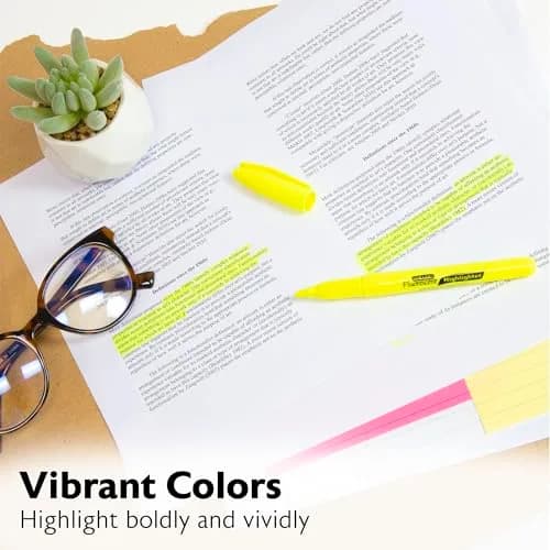 BAZIC PRODUCTS Yellow Pen Style Highlighters 5 Ct | Chisel Tip, Fluorescent Yellow, Pen-Style, Bulk Pack thumbnail 4
