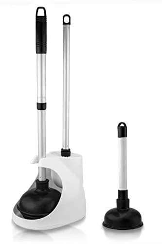 NEIKO Toilet Plunger Set, 4 Piece | All-Angle Design with Telescopic Handle for Bathroom thumbnail 1