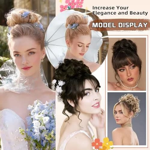 MORICA 2PCS Messy Bun Hair Piece for Women, Natural Black | Thick Volum Bun Synthetic Hair Extension thumbnail 6