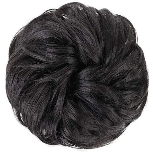 MORICA 2PCS Messy Bun Hair Piece for Women, Natural Black | Thick Volum Bun Synthetic Hair Extension thumbnail 2
