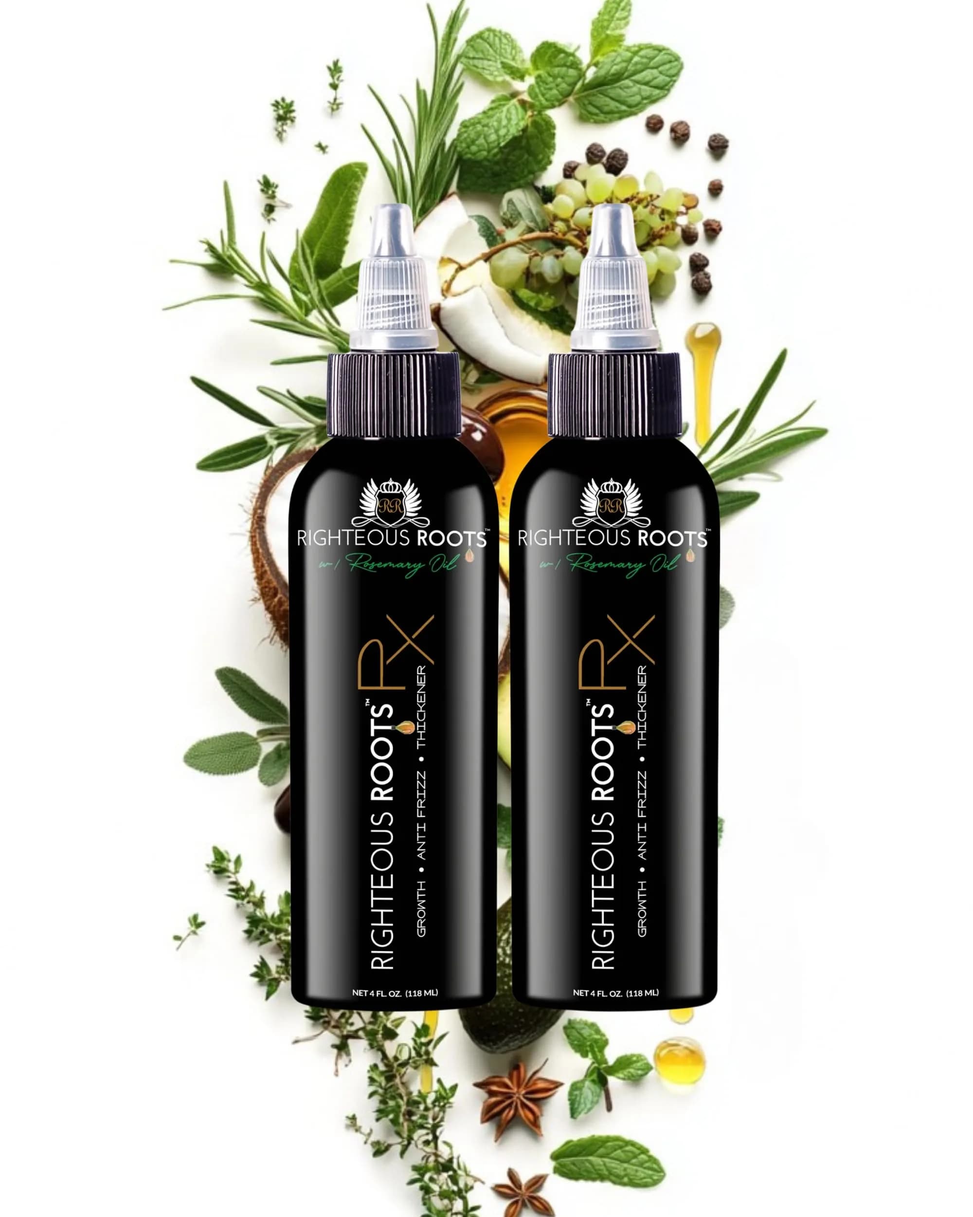Righteous Roots Hair Oil for Hair Growth, Anti Frizz & Thickening (4 fl oz, Pack of 2) | Supports Hair Growth & Detangles - main product image