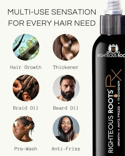 Righteous Roots Hair Oil for Hair Growth, Anti Frizz & Thickening (4 fl oz, Pack of 2) | Supports Hair Growth & Detangles thumbnail 2