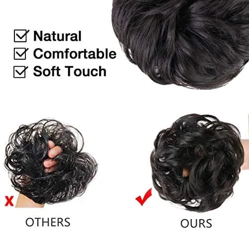 MORICA 2PCS Brown Black Messy Bun Hair Piece for Women, Heat Resistant Synthetic Fiber, 6 inches | Adds Volume & Fullness thumbnail 4