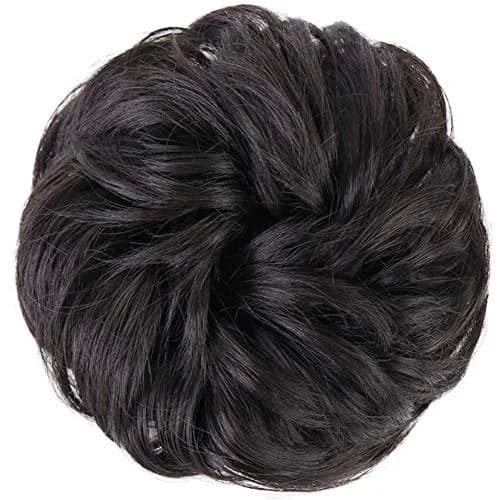 MORICA 2PCS Brown Black Messy Bun Hair Piece for Women, Heat Resistant Synthetic Fiber, 6 inches | Adds Volume & Fullness thumbnail 2