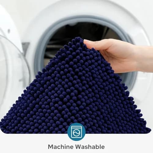 BYSURE Navy Blue Bathroom Rugs Sets 3 Piece Non Slip Plush Chenille Soft Washable Bath Mats | Extra Absorbent, Family Safe, 3-Piece thumbnail 6