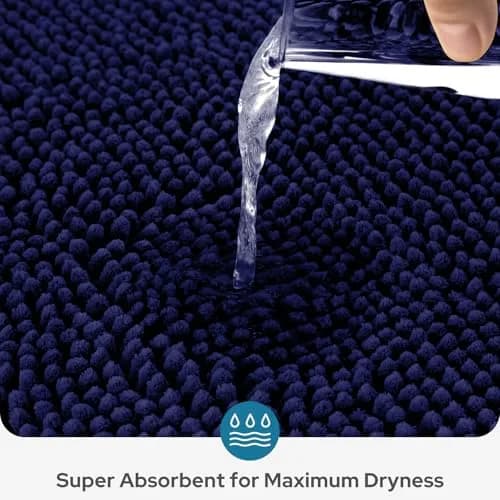 BYSURE Navy Blue Bathroom Rugs Sets 3 Piece Non Slip Plush Chenille Soft Washable Bath Mats | Extra Absorbent, Family Safe, 3-Piece thumbnail 3