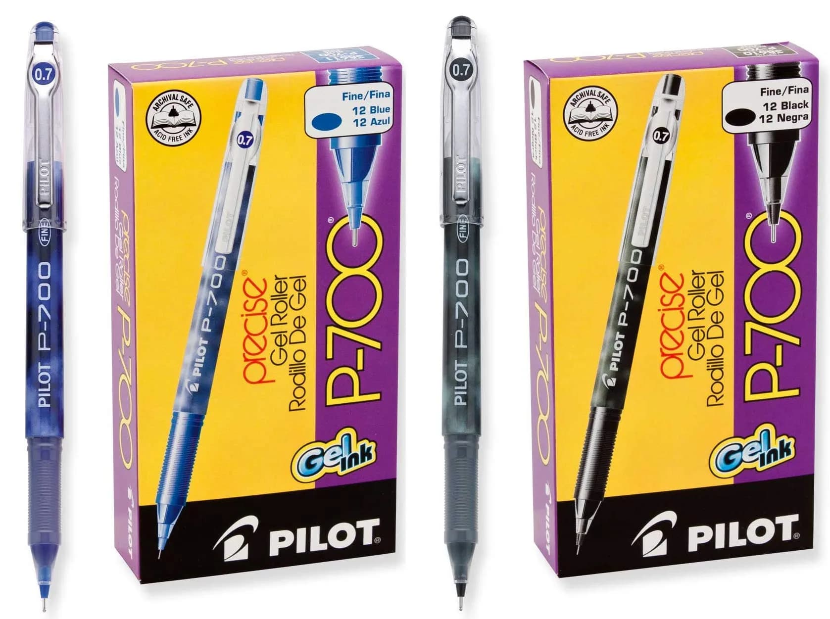 Pilot P-700 Rollerball Stick Gel Pen (24 Pack, Black/Blue) | Refillable Gel Ink Pen for Smooth Writing - main product image