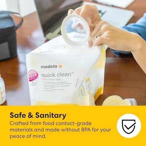 Medela Quick Clean Micro-Steam Bags | Microwave Sterilizer for Baby Bottles & Pump Parts | 12Ct thumbnail 6