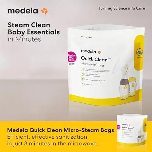 Medela Quick Clean Micro-Steam Bags | Microwave Sterilizer for Baby Bottles & Pump Parts | 12Ct thumbnail 2