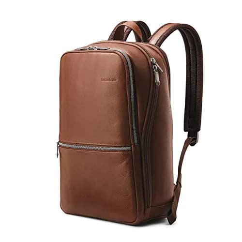 Samsonite Classic Leather Slim Backpack Cognac 22.2L (0.78 cu ft) | Professional Commuter Bag thumbnail 1