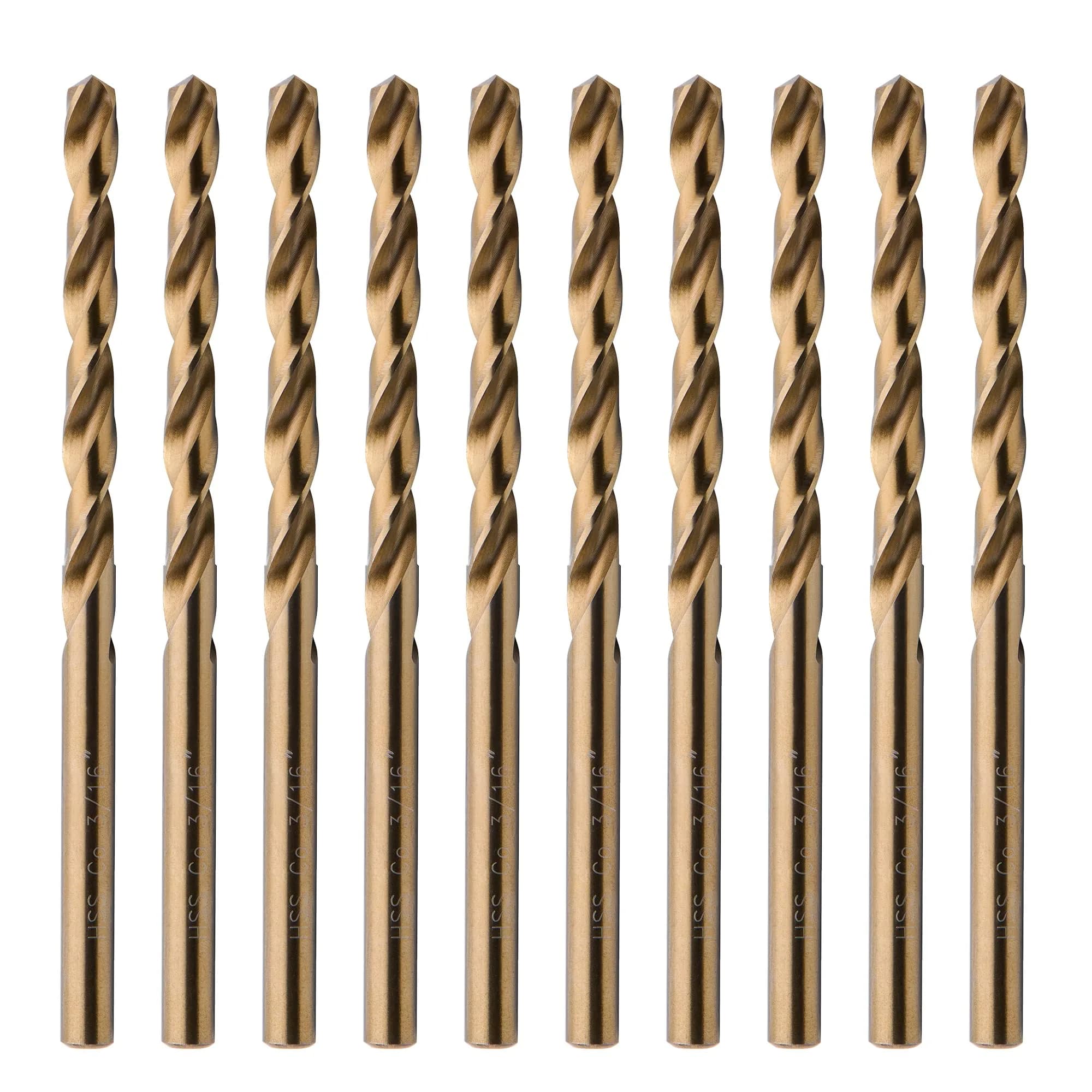 SPKLINE 10 Pcs 3.2mm (1/8") Cobalt Drill Bit Set | M35 High Speed Steel Jobber Length Twist Bits for Hard Metal — 3/16 In.